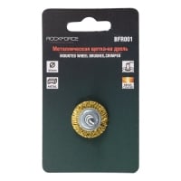 Rock FORCE Кордщетка дисковая (латунная) с хвостовиком для дрели 25мм