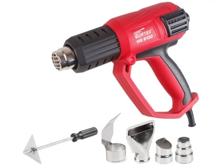 WORTEX Фен промышленный электрический (термовоздуходувка) HG 6120 в кор. + набор сопл (HG6120TK0811)