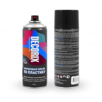 DECORIX Эмаль (краска) универсальная по пластику черный мат, в аэрозоле 520 мл