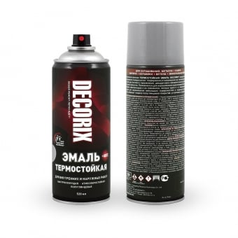 DECORIX Термостойкая краска TEMPERATURE (алюминий полуглянцевый) +400°С, в аэрозоле 520 мл