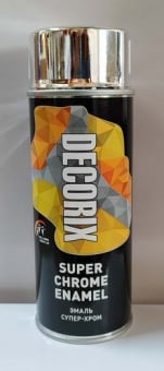 Decorix Краска (эмаль) металлик универсальная, хром серебро, в аэрозоле 520 мл
