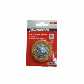 MATRIX Щетка для дрели, 50 мм, плоская со шпилькой, латунированная витая проволока