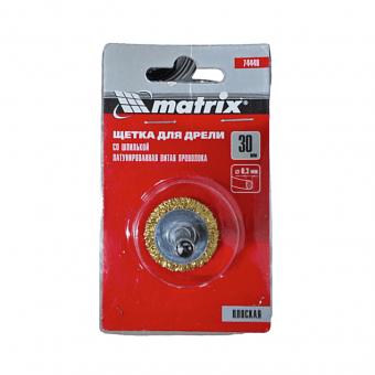 MATRIX Щетка для дрели, 30 мм, плоская со шпилькой, латунированная витая проволока