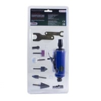 ROCK FORCE Пневматическая прямая мини шлифмашина (бормашинка), патрон 6мм, с комплектом камней 11пр.