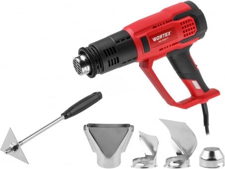 WORTEX Термовоздуходувка HG 6122 T в кор. + набор сопел 2000 Вт, 3 режима, 60-600С